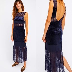 Intimately Free People Keep In Line Crushed Velvet and Lace Dress